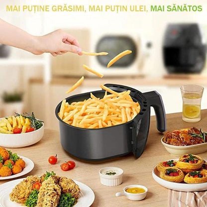 Friteuză cu Aer Cald RAF 5332B 6L, 2400W – Airfryer fără ulei, 8 programe - 50 hartii incluse