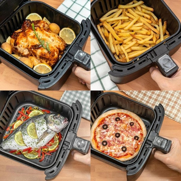 Friteuză cu Aer Cald RAF 5332B 6L, 2400W – Airfryer fără ulei, 8 programe - 50 hartii incluse