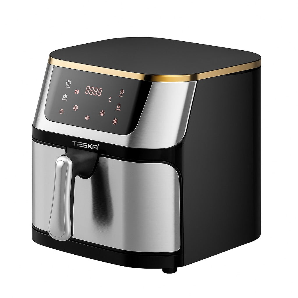 Friteuză cu Aer Cald Airfryer TESKA TK-0021, 2200W, 13.5L, Display Digital Touch, Gătire 360° – 50 hartii cadou
