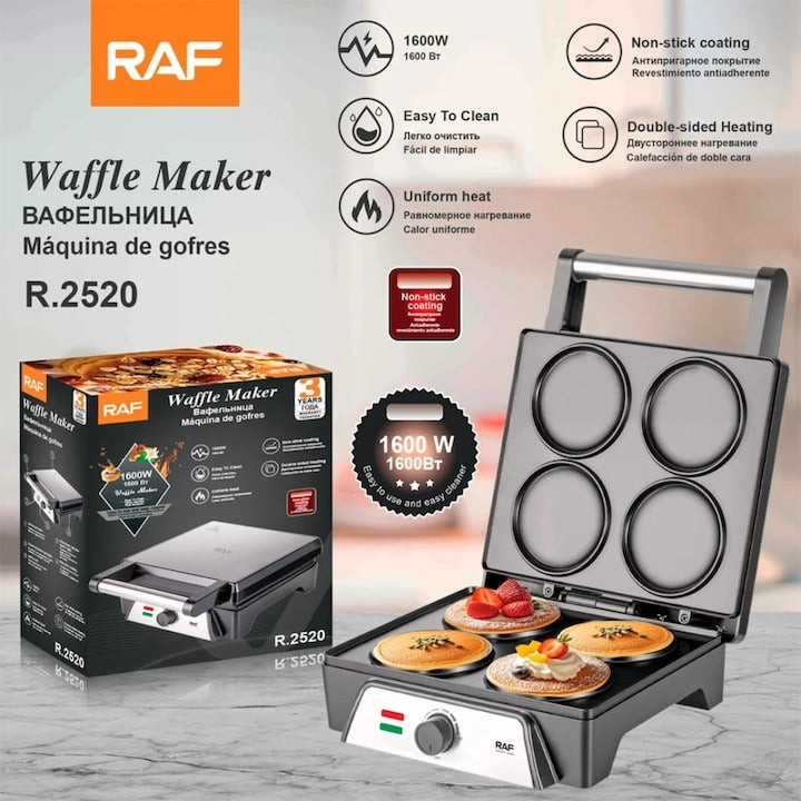 Aparat Clatite/Vafe RAF R.2520 Inox 1600W, Control Temperatura, 320x300x180mm