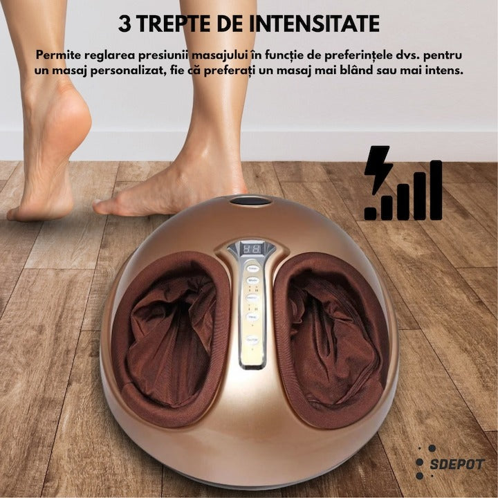 Aparat Masaj Shiatsu pentru Picioare cu Încălzire Infraroșu, 3 Intensități, Presopunctură & Vibrații, 40W