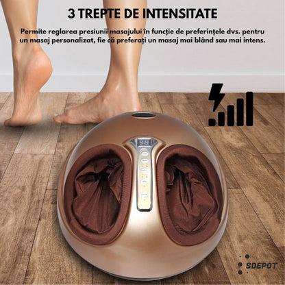 Aparat Masaj Shiatsu pentru Picioare cu Încălzire Infraroșu, 3 Intensități, Presopunctură & Vibrații, 40W