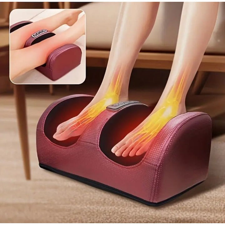Masator Electric pentru Picioare & Gambe cu Încălzire Termală, 20 Bile Shiatsu, 3 Intensități – Roșu