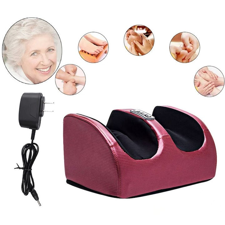 Masator Electric pentru Picioare & Gambe cu Încălzire Termală, 20 Bile Shiatsu, 3 Intensități – Roșu