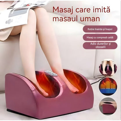 Masator Electric pentru Picioare & Gambe cu Încălzire Termală, 20 Bile Shiatsu, 3 Intensități – Roșu