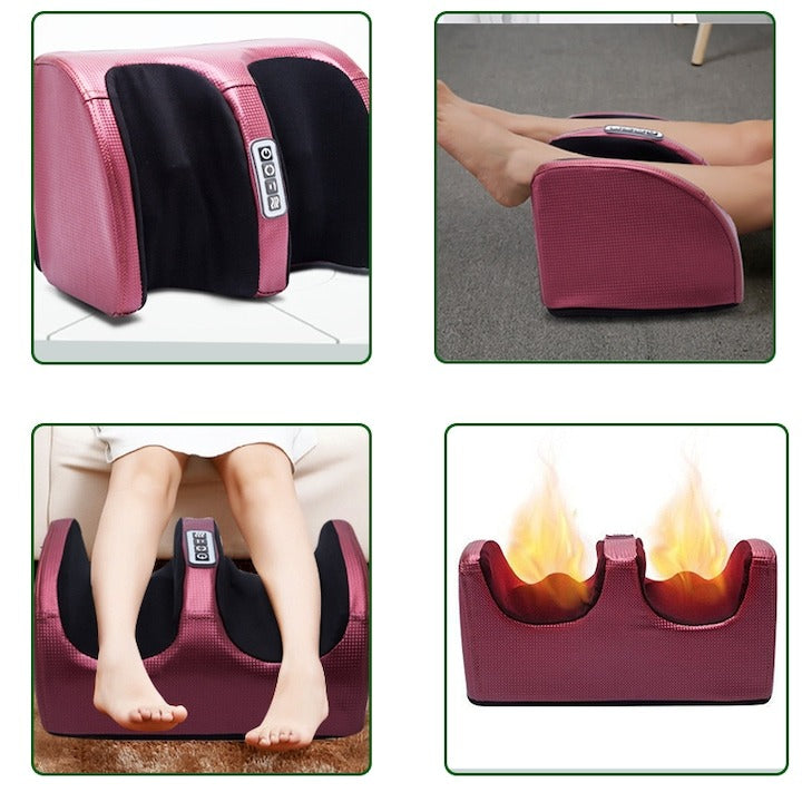 Masator Electric pentru Picioare & Gambe cu Încălzire Termală, 20 Bile Shiatsu, 3 Intensități – Roșu