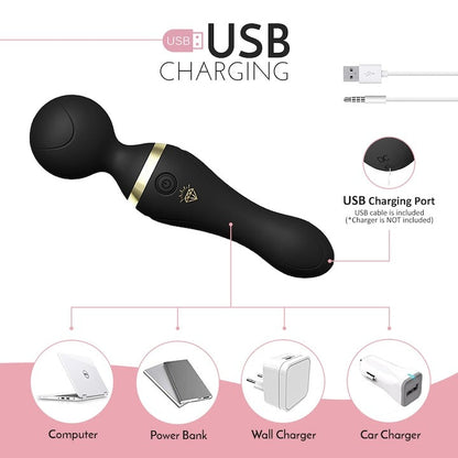 Masajer Personal Atalia 19 cm, 9 Moduri Vibrații, Silențios, USB, Impermeabil