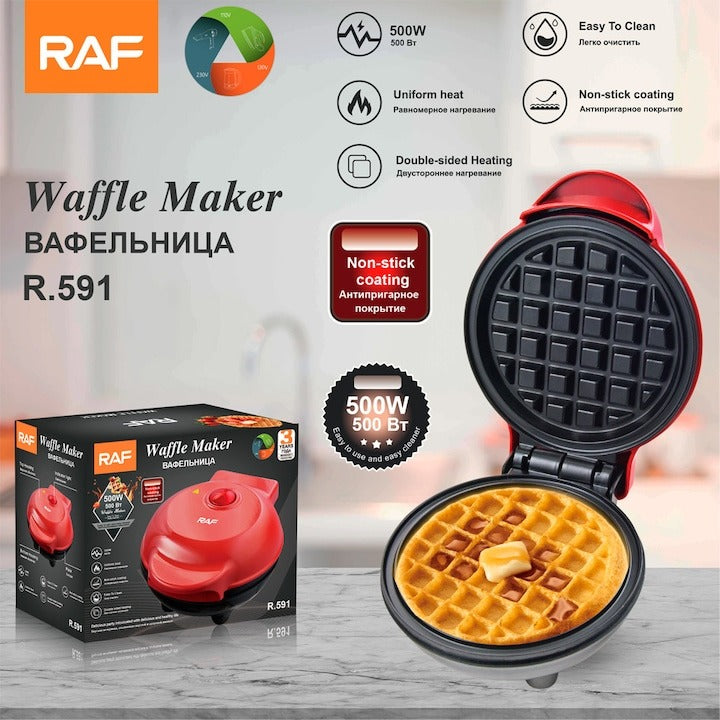 Aparat Waffles RAF R.2220 350W, Plăci Antiaderente, Roșu, Compact