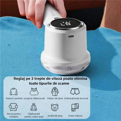 Aparat electric de îndepărtat scame cu display LED, 3 viteze, autonomie 90 min, 8W