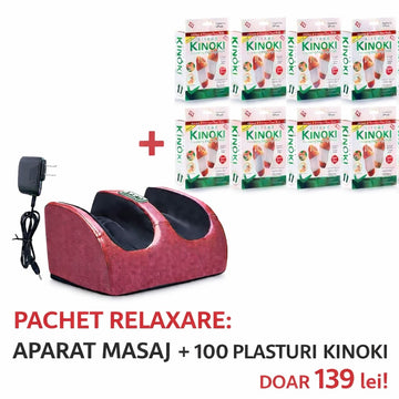 Pachet Masaj Picioare Electric + 100 Plasturi Kinoki Detox – Relaxare & Revitalizare – Doar 139 Lei