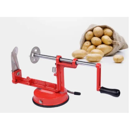 Aparat multifuncțional bucătărie 3-în-1 – Cartofi spiralați, curățare fructe, îndepărtare miez, Roșu