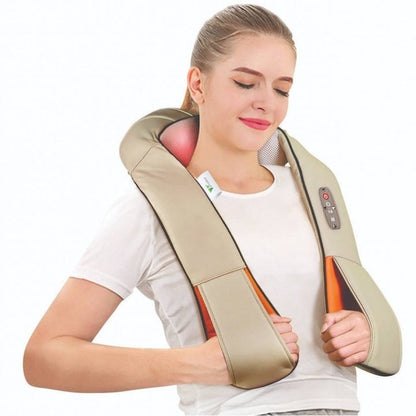 Aparat Masaj Cervical Shiatsu cu Infraroșu 24W, pentru Gât/Umeri/Spate, 220V/12V