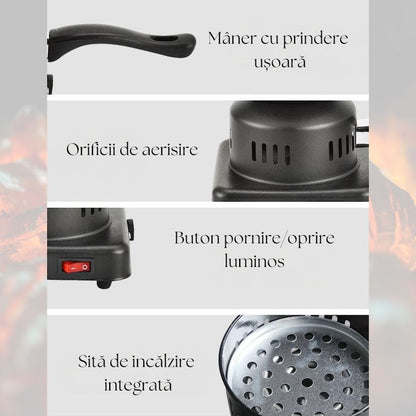 Aprinzător Electric Narghilea 1000W Sonymax SN-002 – Tip Ibric pentru Cărbuni, Negru