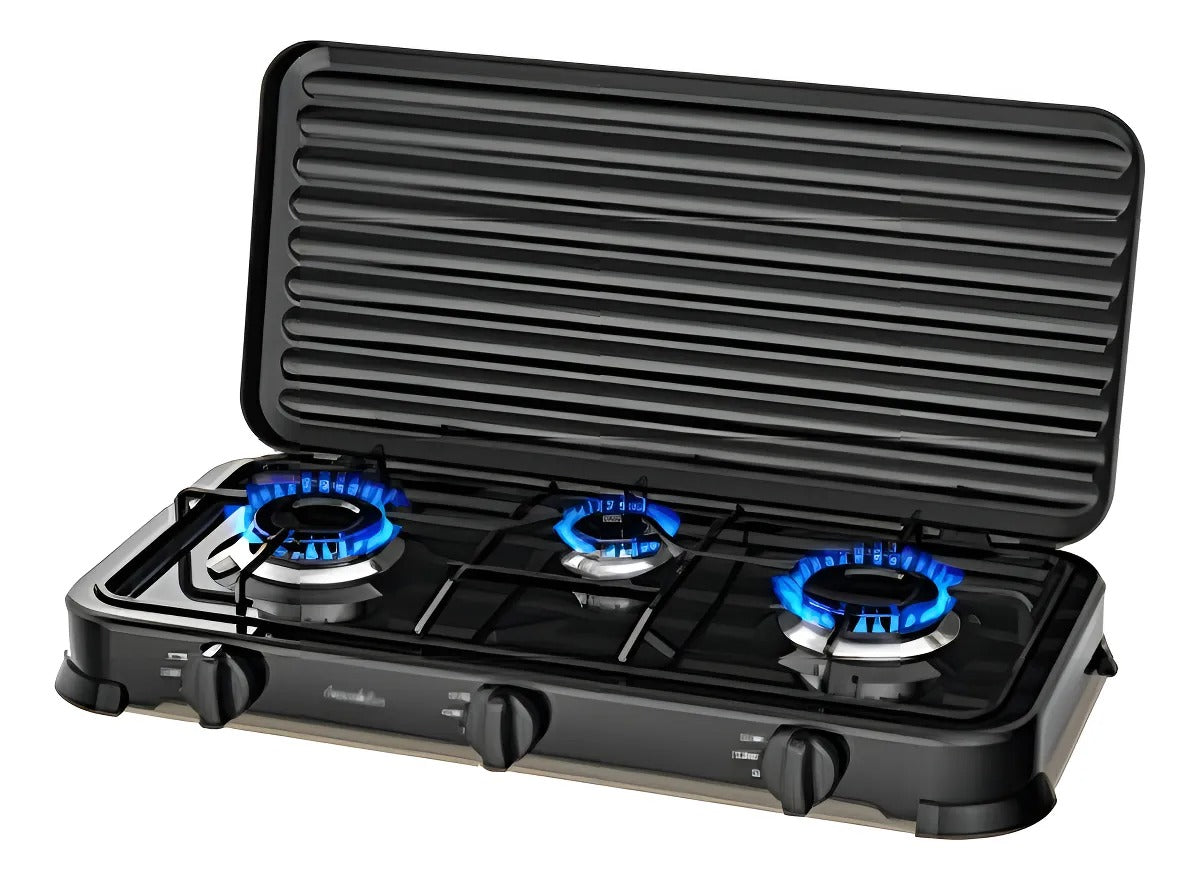 Aragaz Portabil RAF R.8033W+B cu 2 Ochiuri pe Butelie, 5.4 kW, Camping