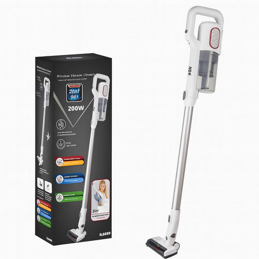 Aspirator Fără Fir 2în1 RAF R8669 120W, Vertical & de Mână, 40 min, Alb