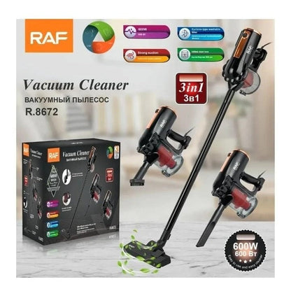 Aspirator Vertical 3 în 1 RAF R8672 600W, Ciclon, HEPA, Recipient 500ml, Negru