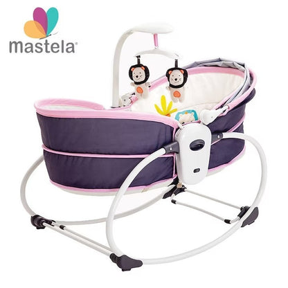 Balansoar 5 in 1 MASTELA cu Vibrații și Melodii, Transformabil Landou/Scaun Copii, Mov