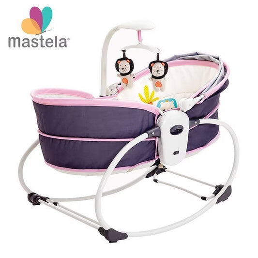 Balansoar 5 in 1 MASTELA cu Vibrații și Melodii, Transformabil Landou/Scaun Copii, Mov