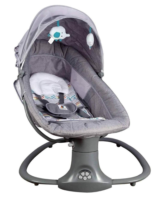 Leagan Electric Bebeluși 0-18kg cu Miscare Laterala, Bluetooth, Telecomanda si Plasa Tantari