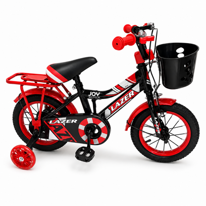 Bicicleta Copii Cu Pedale, Roti Ajutatoare, Cosulet, Rosu 7-12 Ani