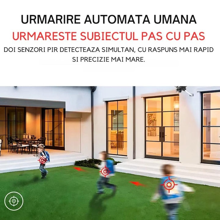 Cameră 4K 360° Solară 2in1 cu Lumină LED 450W, 4G/WiFi + Card Cadou 32GB