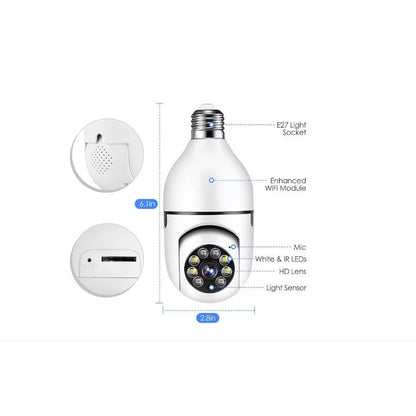 Cameră de supraveghere tip bec E27 Dual WiFi FullHD cu card 32GB inclus