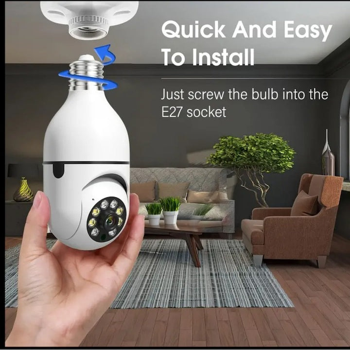Cameră de supraveghere tip bec E27 Dual WiFi FullHD cu card 32GB inclus