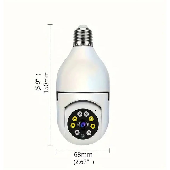 Cameră de supraveghere tip bec E27 Dual WiFi FullHD cu card 32GB inclus