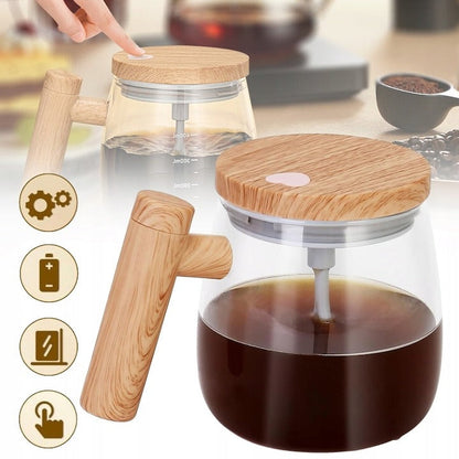 Cană cu mixer USB autoamestecare 500 ml – Sticlă borosilicată, IP67, 3 lame