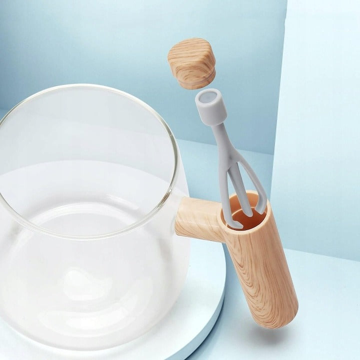 Cană cu mixer USB autoamestecare 500 ml – Sticlă borosilicată, IP67, 3 lame