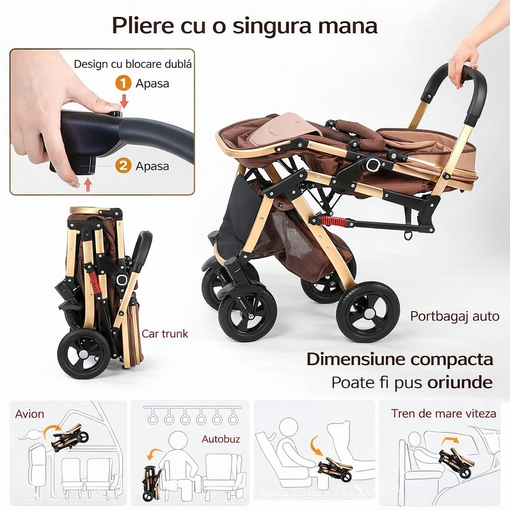 Carucior bebe 3 in 1 Premium LEHMANN landou sport scoica auto pliabil