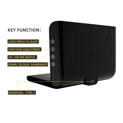 Ceas digital birou – încărcare wireless rapidă, alarmă, negru, compatibil iOS & Android