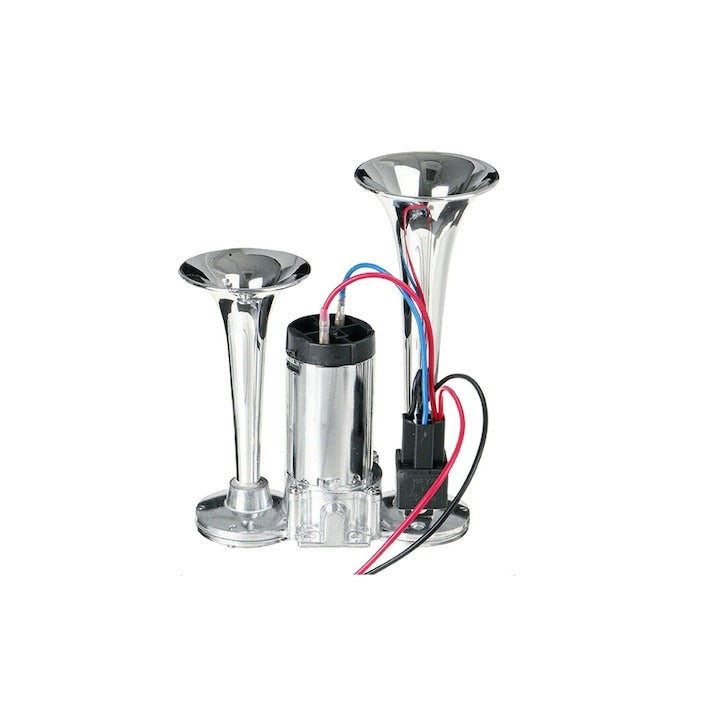 Claxon pneumatic auto 12V universal 600dB aer comprimat zinc cromat