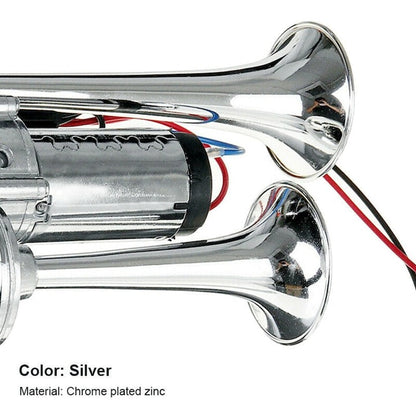 Claxon pneumatic auto 12V universal 600dB aer comprimat zinc cromat