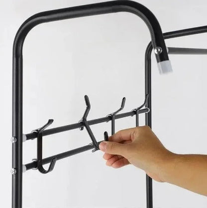 Cuier Metalic cu Suport Pantofi MKS-306, 165x57 cm, Negru