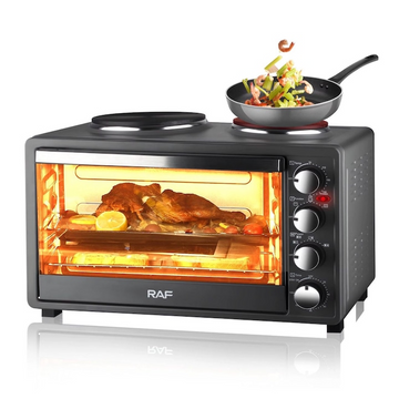 Cuptor electric cu plita RAF 30L 2 in 1 1500W 1600W aer cald grill timer inox