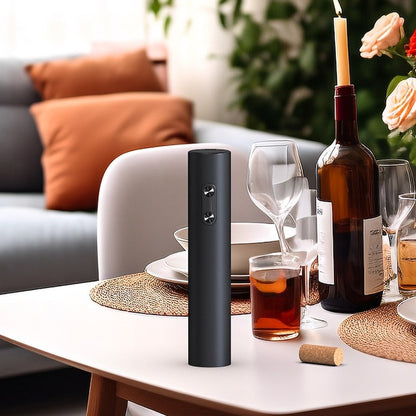 Desfăcător electric de vin automat, design elegant negru mat, cadoul ideal