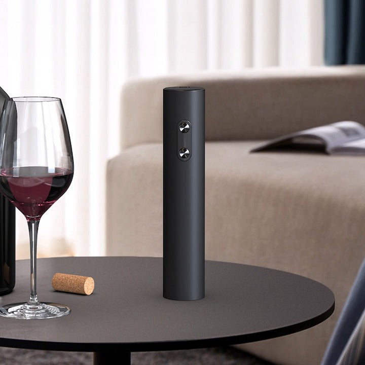 Desfăcător electric de vin automat, design elegant negru mat, cadoul ideal