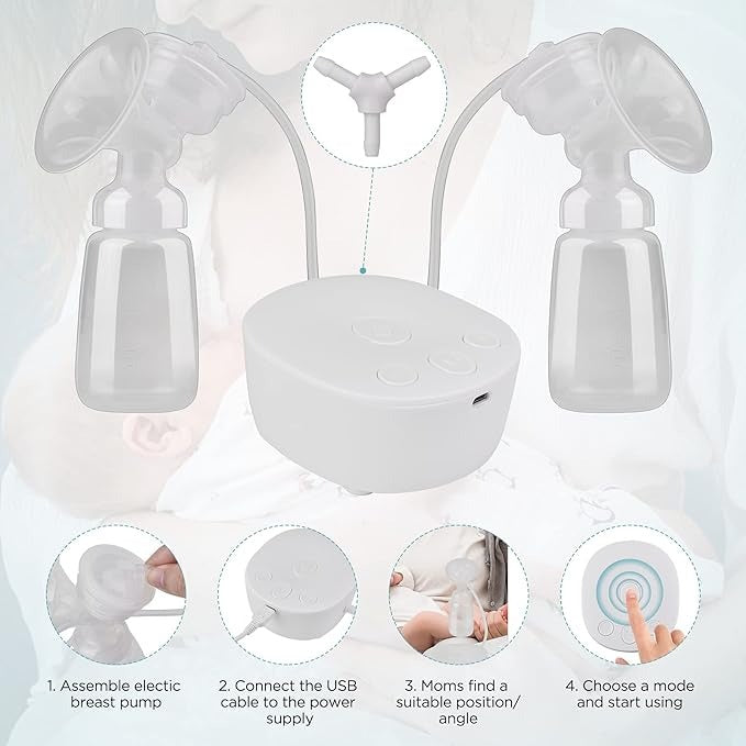 Pompa sân electrică dublă Yumcute – 3 moduri, 9 niveluri, anti-reflux, fără BPA