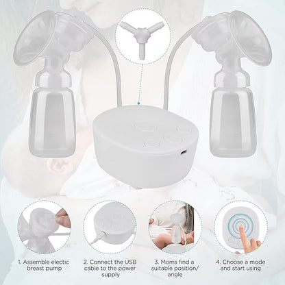 Pompa sân electrică dublă Yumcute – 3 moduri, 9 niveluri, anti-reflux, fără BPA