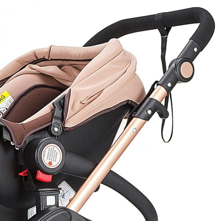 Carucior 2 in 1 pentru Copii, Pliabil, Landou Transformabil Sport, Suspensii, 0-36 Luni, Maro