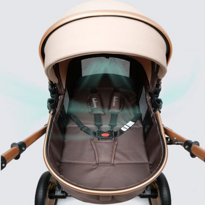 Carucior 2 in 1 pentru Copii, Pliabil, Landou Transformabil Sport, Suspensii, 0-36 Luni, Maro