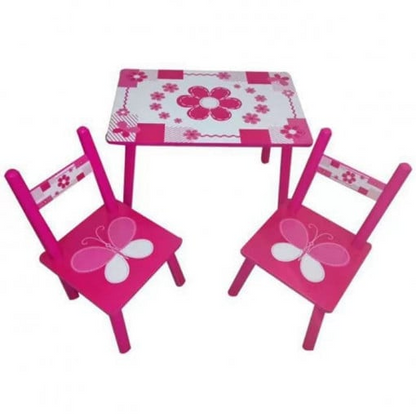 Set Masuta cu 2 Scaune pentru Copii, MDF, Roz cu Alb, 59x39x40 cm, Mobilier Camera Copii