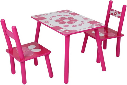 Set Masuta cu 2 Scaune pentru Copii, MDF, Roz cu Alb, 59x39x40 cm, Mobilier Camera Copii