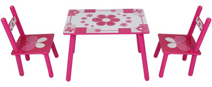 Set Masuta cu 2 Scaune pentru Copii, MDF, Roz cu Alb, 59x39x40 cm, Mobilier Camera Copii