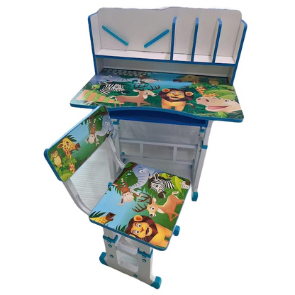 Set Birou si Scaun pentru Copii – Reglabil, Ergonomic, cu Raft Carti si 4 Modele Vesele