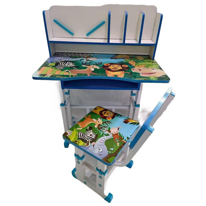 Set Birou si Scaun pentru Copii – Reglabil, Ergonomic, cu Raft Carti si 4 Modele Vesele