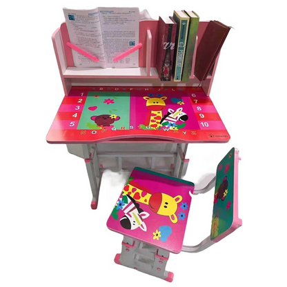 Set Birou si Scaun pentru Copii – Reglabil, Ergonomic, cu Raft Carti si 4 Modele Vesele