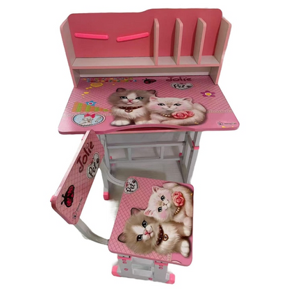 Set Birou si Scaun pentru Copii – Reglabil, Ergonomic, cu Raft Carti si 4 Modele Vesele