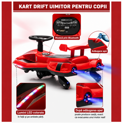 Kart Electric pentru Copii cu Drifting, Bluetooth, MP3 USB, Lumini LED, Efect Fum, 12V 7Ah